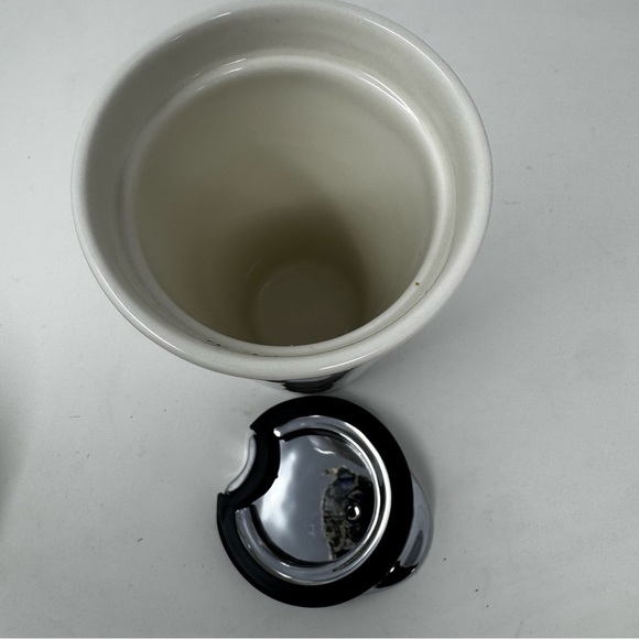 Starbucks 2014 White Ceramic Silver Studded 10oz Travel Tumbler Coffee Mug w/Lid - Picture 4 of 7